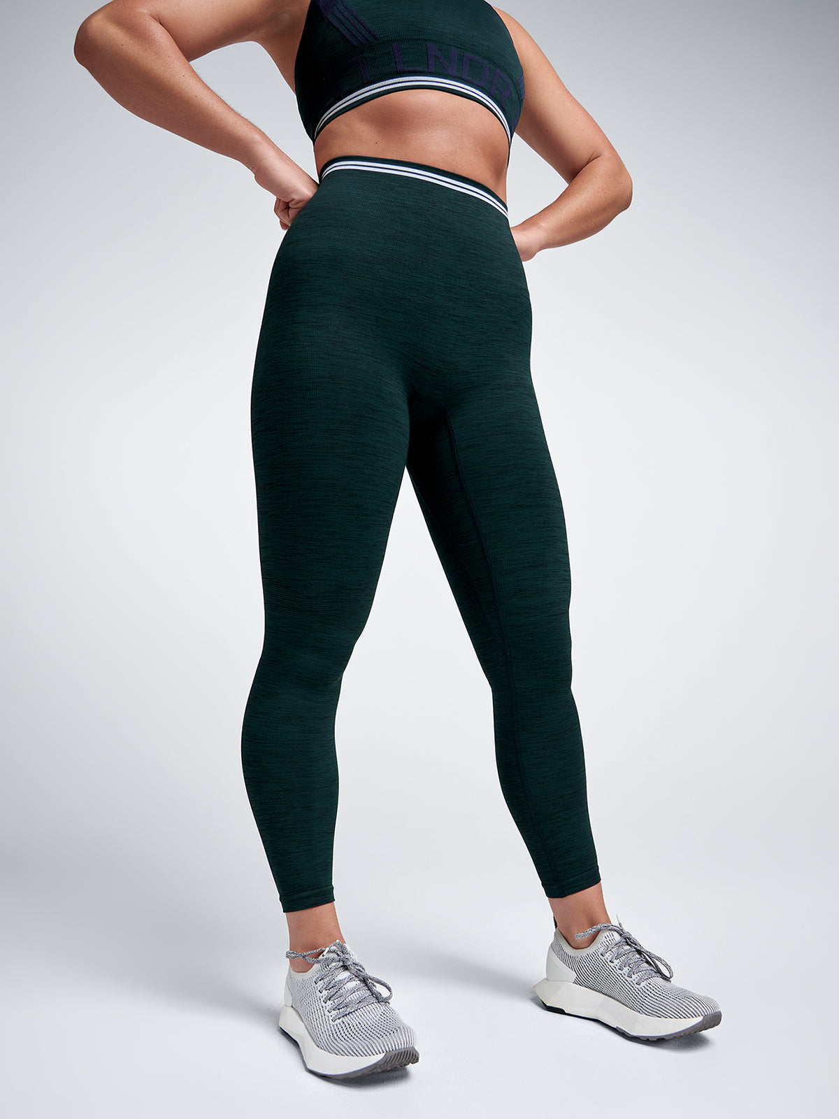 Womens chisel light high waisted ankle length dark green leggings 1