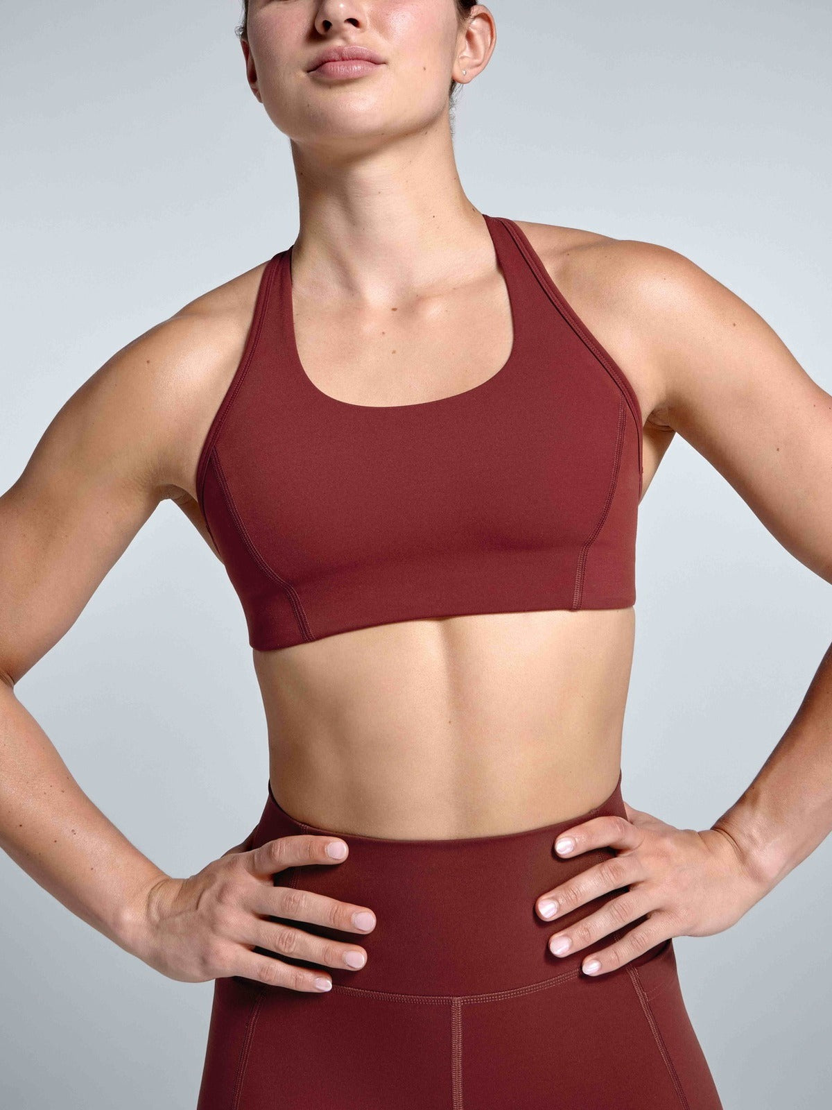 Womens fatal attraction red rust sports bra 1