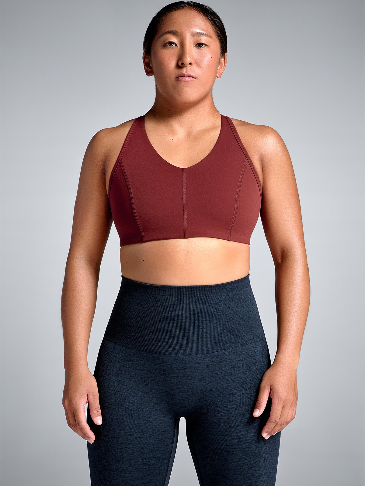 Womens femme fatale red rust sports bra 2