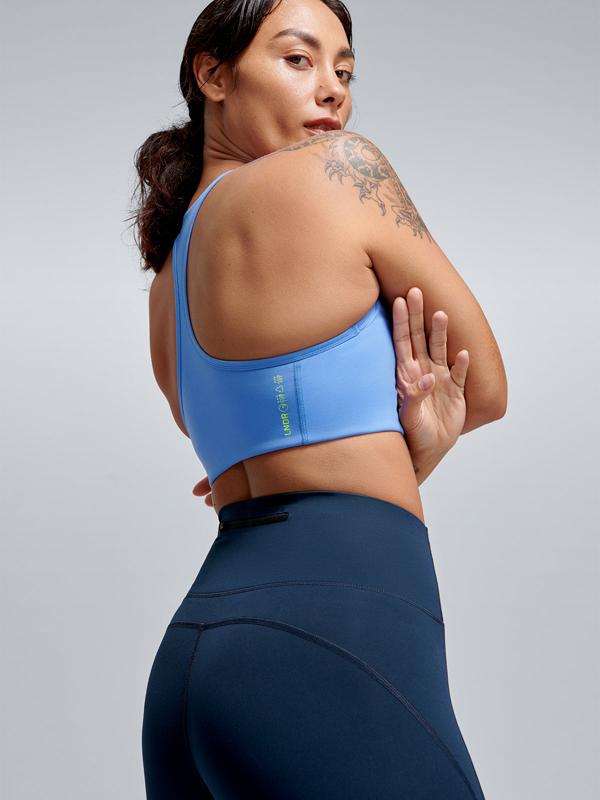 Womens femme fatale recycled vibrant blue sports bra 2