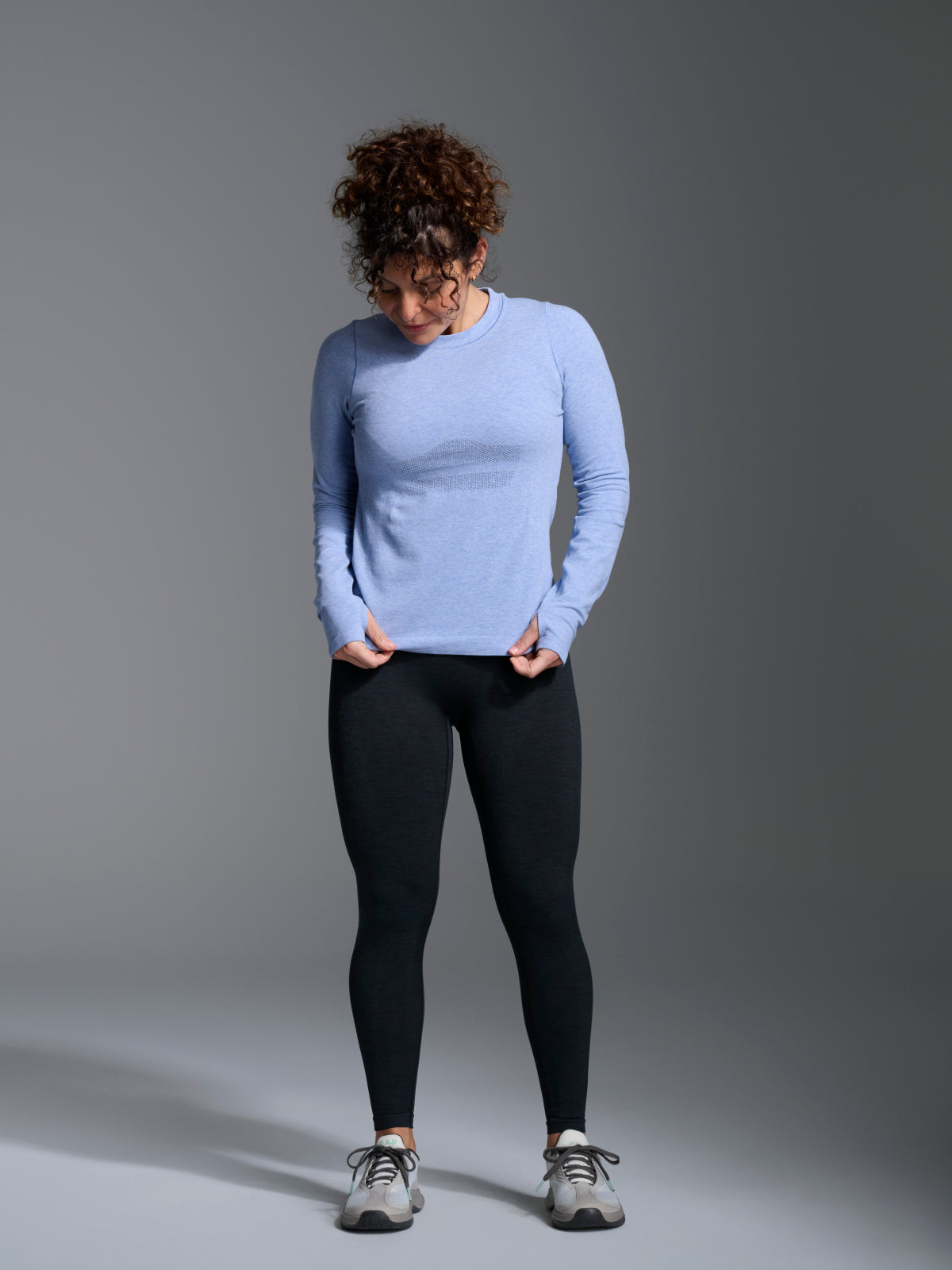 Womens here today long sleeve blue marl tee 8