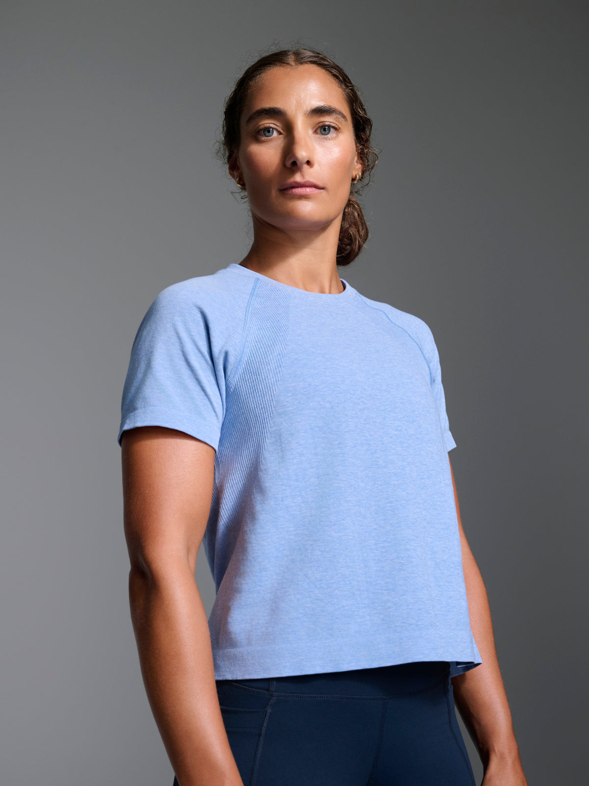 HERE TODAY MELANGE Cropped Tee Blue Marl