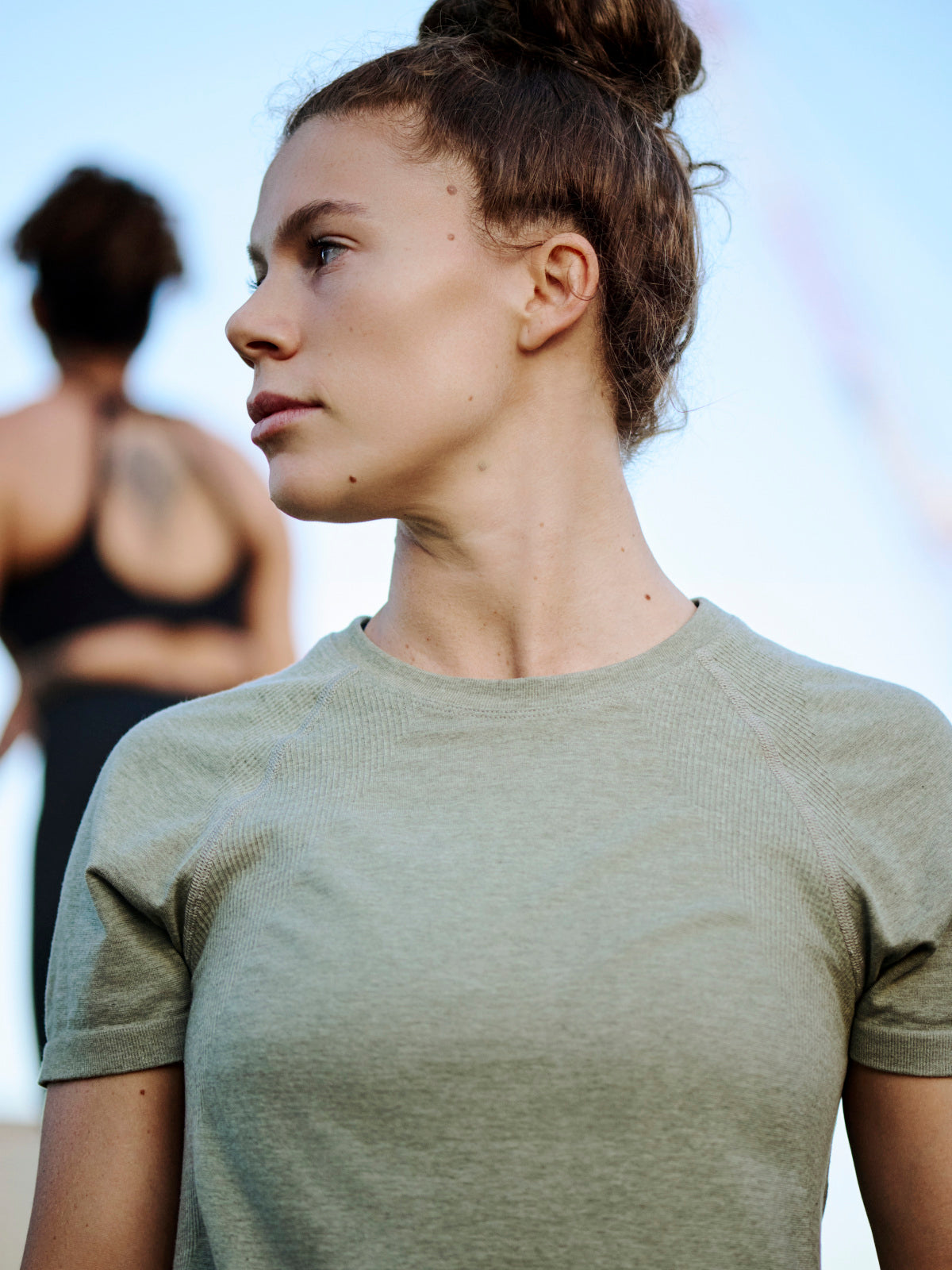 Womens here today short sleeve sage green marl tee 2