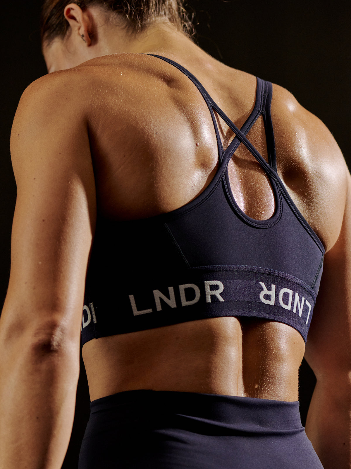 Womens limitless navy blue sports bra 1