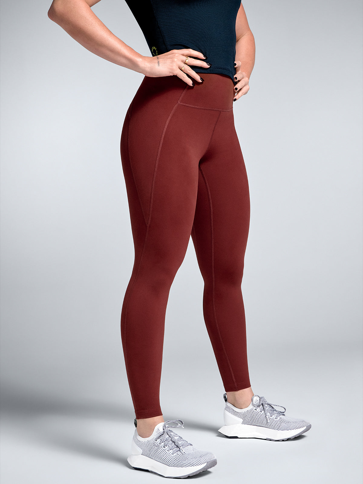 Womens obsession high waisted full length red rust leggings 1