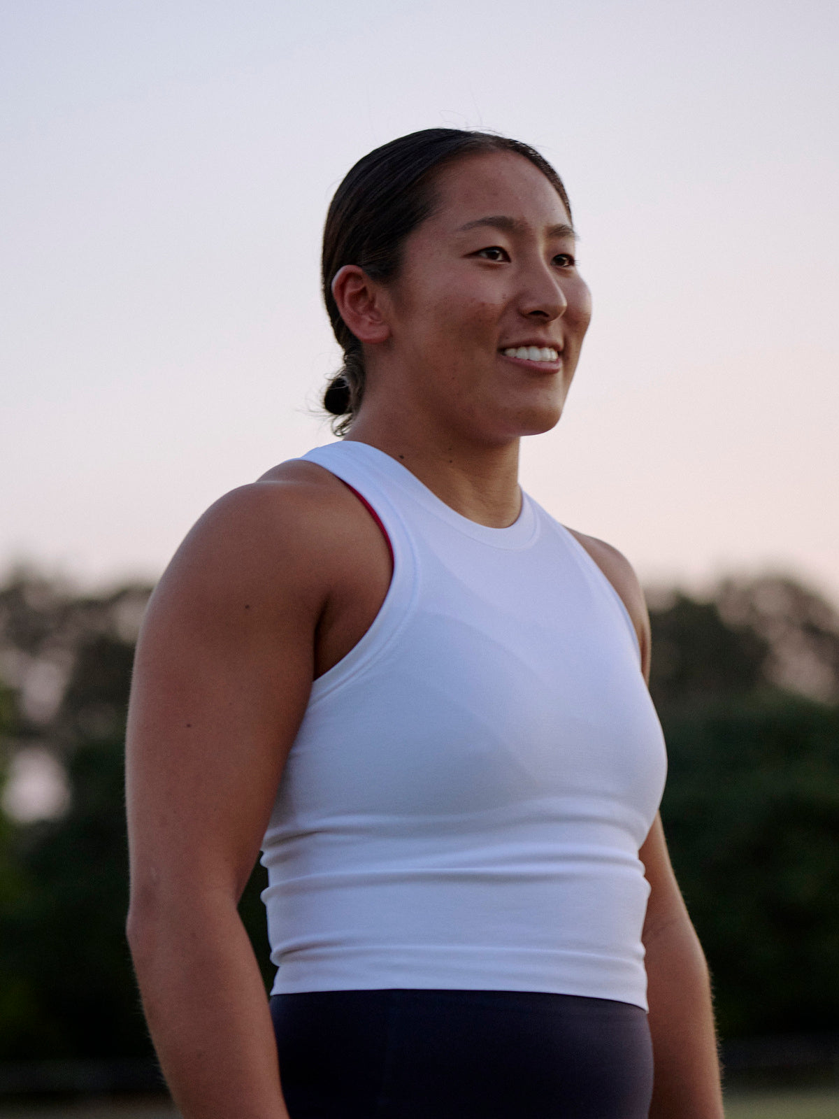 Womens power crop white tank top 0