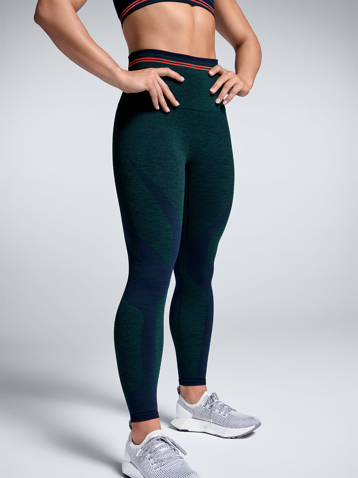 Womens renegade high waisted ankle dark green marl leggings 5