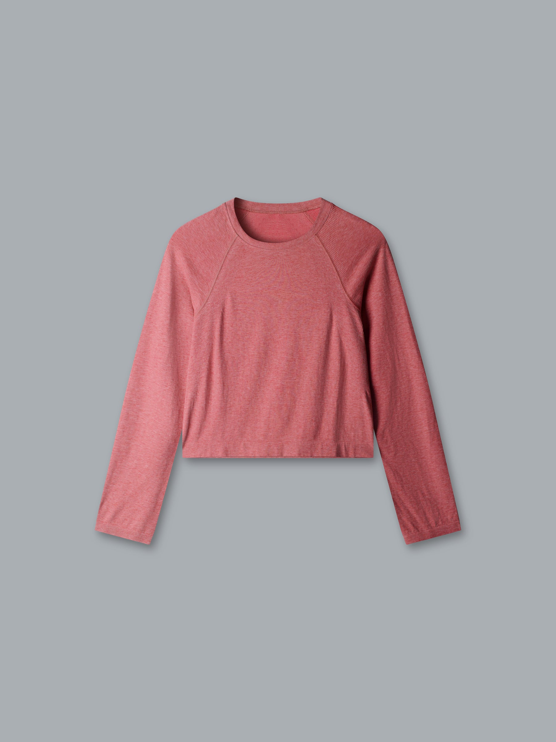 HERE TODAY MELANGE Cropped Long Sleeve Tee Earth Marl