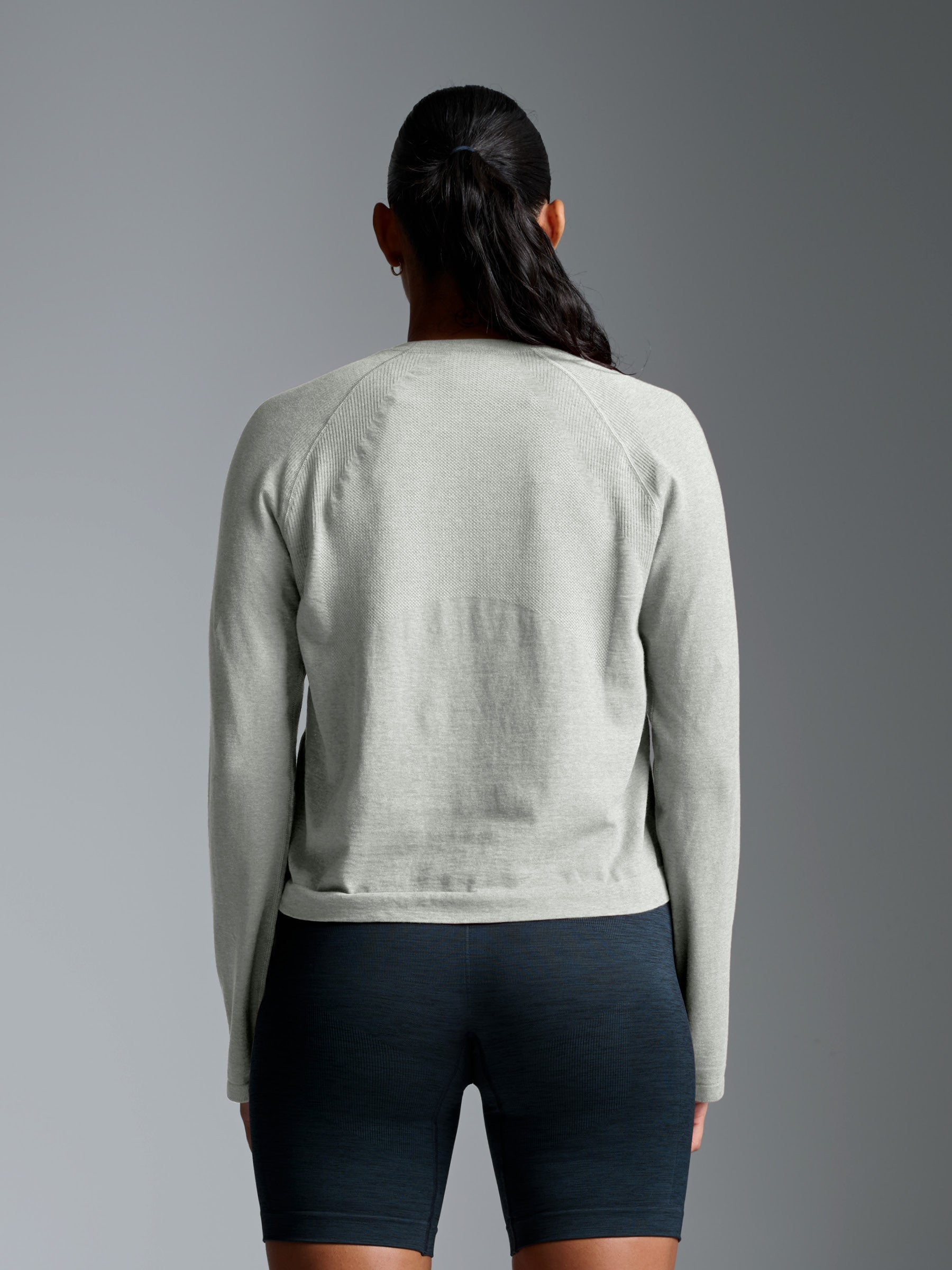 HERE TODAY MELANGE Cropped Long Sleeve Tee Sage Marl