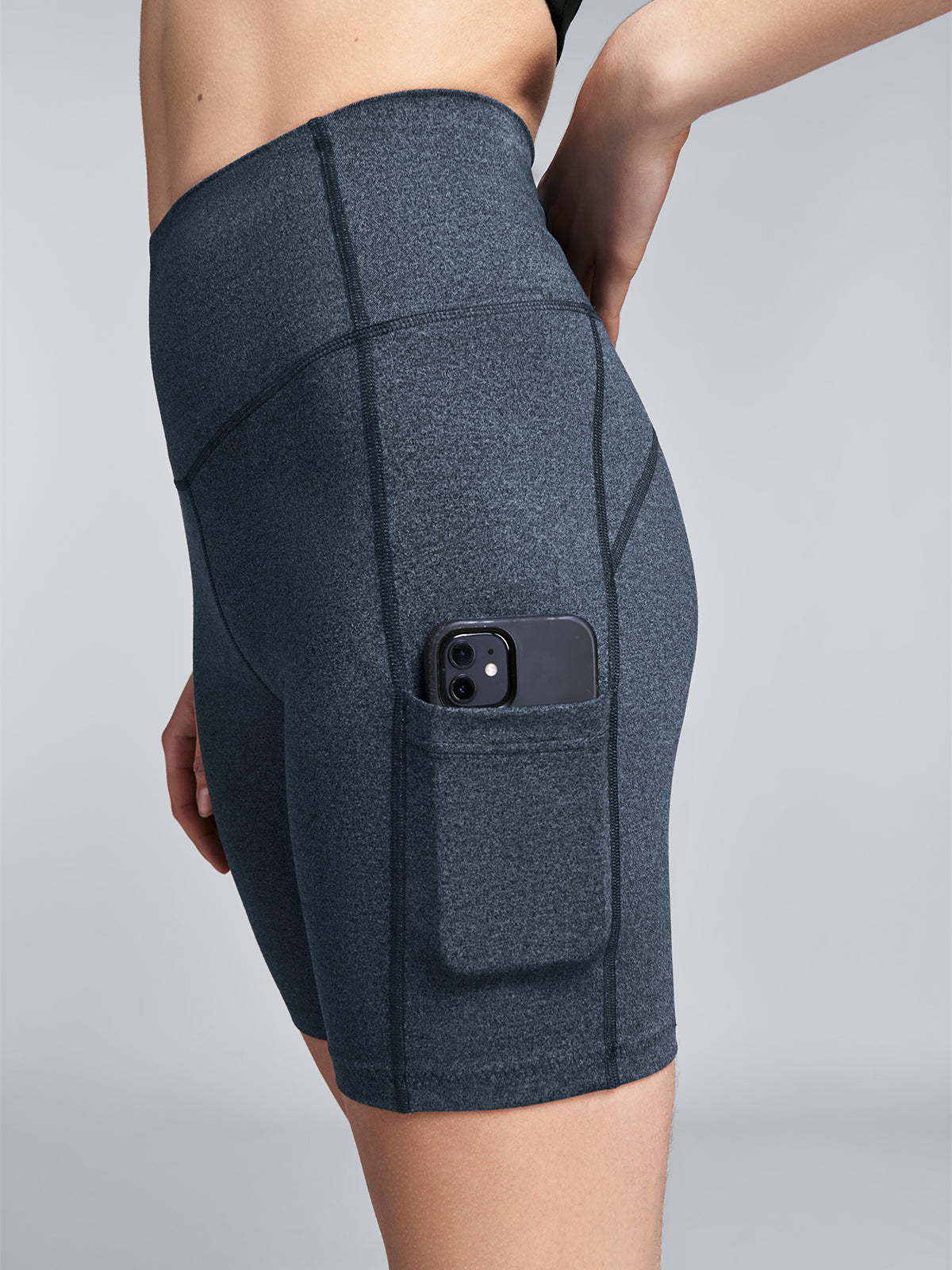 Womens obsession high waisted 8 inch dark grey marl bike short 2